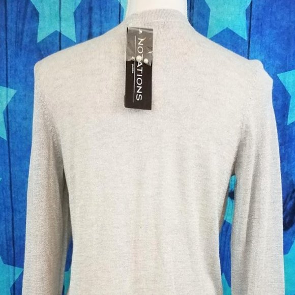 NOTATIONS Silver Metallic Pullover Sweater Blouse - Women's PM - Picture 9 of 11